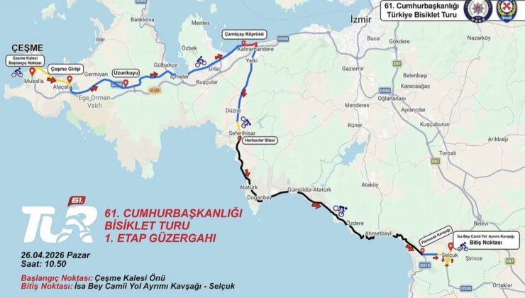 61. Cumhurbaşkanlığı Türkiye Bisiklet Turu 1. Etap (Çeşme – Selçuk) Kapsamında Trafiğe Kapanacak Yollar